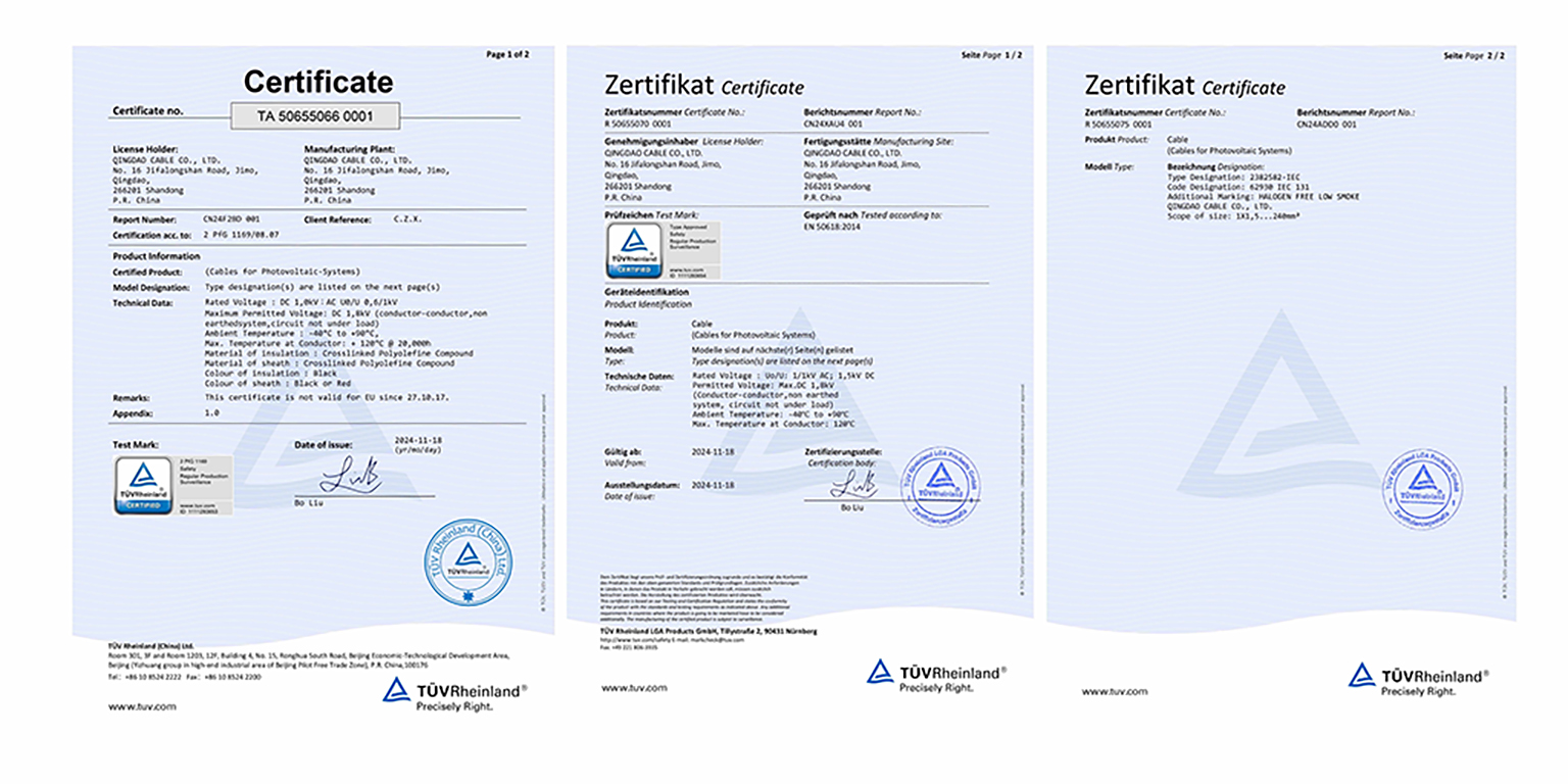 青纜喜獲德國TÜV光伏認(rèn)證，取得歐洲市場“通行證”